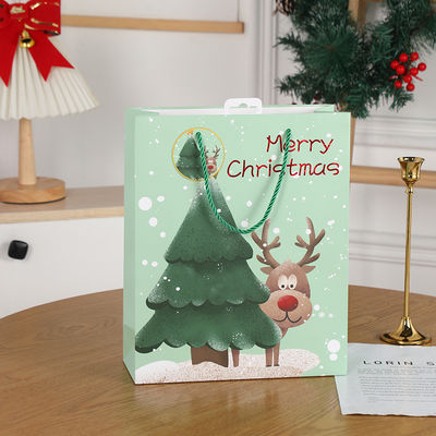 পরিবেশ বান্ধব সবুজ পুনর্ব্যবহৃত ক্রিসমাস কাগজ ব্যাগ টেকসই ছুটির দিন উপহার প্যাকেজিং সমাধান