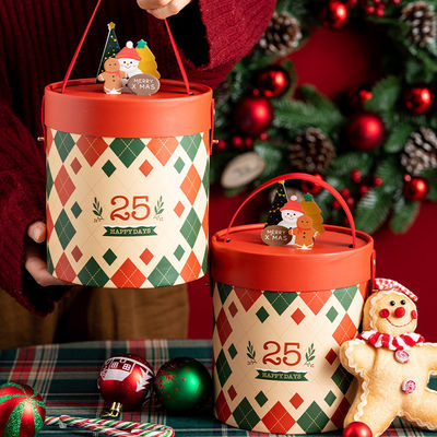 গরম ফয়েল / ইউভি / ভার্নিশ পৃষ্ঠ শেষ কাস্টম লোগো সূক্ষ্ম ক্রিসমাস উপহার জন্য সিলিন্ডারিক উপহার প্যাকেজিং বক্স