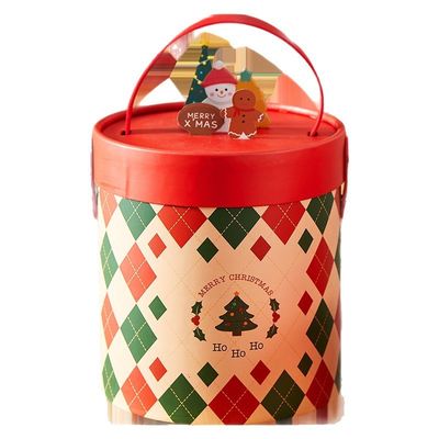 গরম ফয়েল / ইউভি / ভার্নিশ পৃষ্ঠ শেষ কাস্টম লোগো সূক্ষ্ম ক্রিসমাস উপহার জন্য সিলিন্ডারিক উপহার প্যাকেজিং বক্স