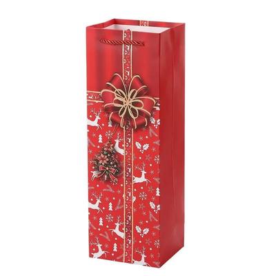 কাস্টমাইজড কাগজ ব্যাগ আপনার নিজস্ব লোগো দিয়ে মুদ্রিত ক্রিসমাস ওয়াইন প্যাকেজিং জন্য কাগজ উপহার ব্যাগ
