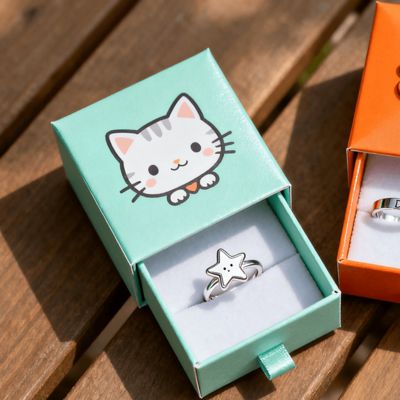 ভিンテージ লাক্সারি কাস্টম লোগো রিং বক্স, স্পঞ্জ ভেলভেট লাইনিং সহ আইভরি বোর্ড, স্ট্যাম্পিং, বার্নিশিং, ইউভি কোটিং এবং প্রিন্টিং