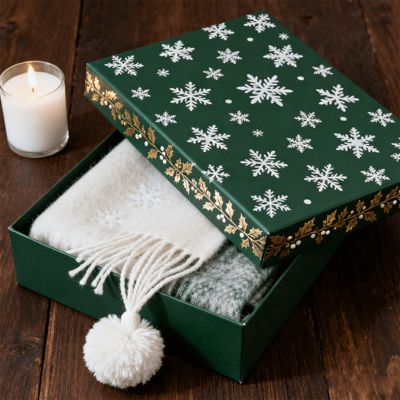 কাস্টম লাক্সারি ক্রিসমাস গিফট বক্স, স্কার্ফ, পোশাক, আন্ডারওয়্যার, শার্ট প্যাকেজিংয়ের জন্য ম্যাট রিজিড কার্টন, পুনর্ব্যবহৃত জীবাণুমুক্ত উপকরণ