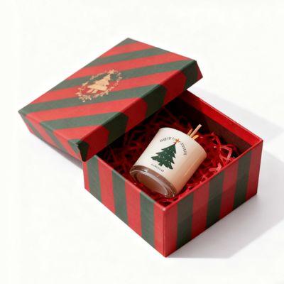 কারখানা পাইকারি কাস্টম রঙিন কার্ডবোর্ড ক্রিসমাস কাগজ বাক্স ঢাকনা এবং স্ট্যাম্পিং সঙ্গে বেস মোমবাতি বাক্স