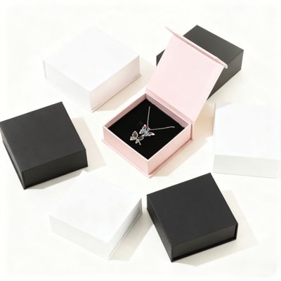 Custom Logo-Branded Black Paperboard Magnetic Boxes Set Small Square Packaging for Jewelry and Lashes for Glasses