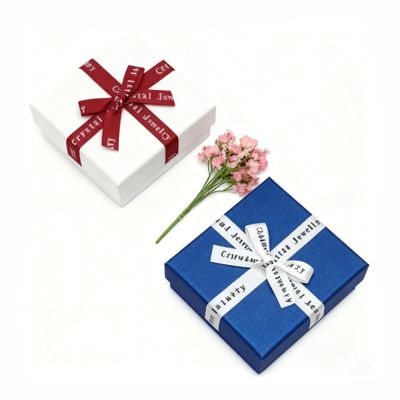 কাস্টম জুয়েলারী প্যাকেজিং ইংরেজি বো-রিবন স্বর্গ পৃথিবী বর্গক্ষেত্র বাক্স কানের দুল আংটি বক্সের জন্য মার্জিত কার্টন কভার