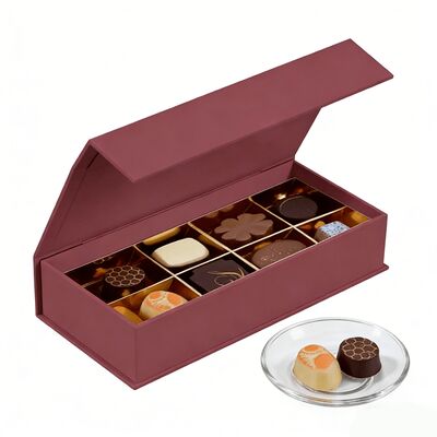 Luxury Environmentally Friendly UV-coated Rigid Cardboard Magnetic Closure Gift Box With Logo for Chocolate Brand Packaging