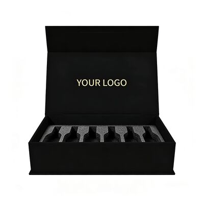 কাস্টম ইলেগ্যান্ট পেপার বক্স চুম্বকীয় ঢাকনা উপহার বক্স ওয়াইন বোতল জন্য হ্যান্ডেল সঙ্গে পারফিউম সেট ভিআইপি কার্ড